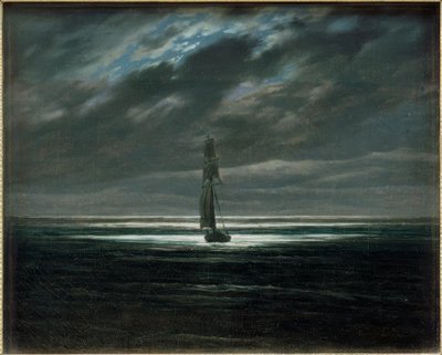 Marina a la luz de la luna en el mar de Caspar David Friedrich
